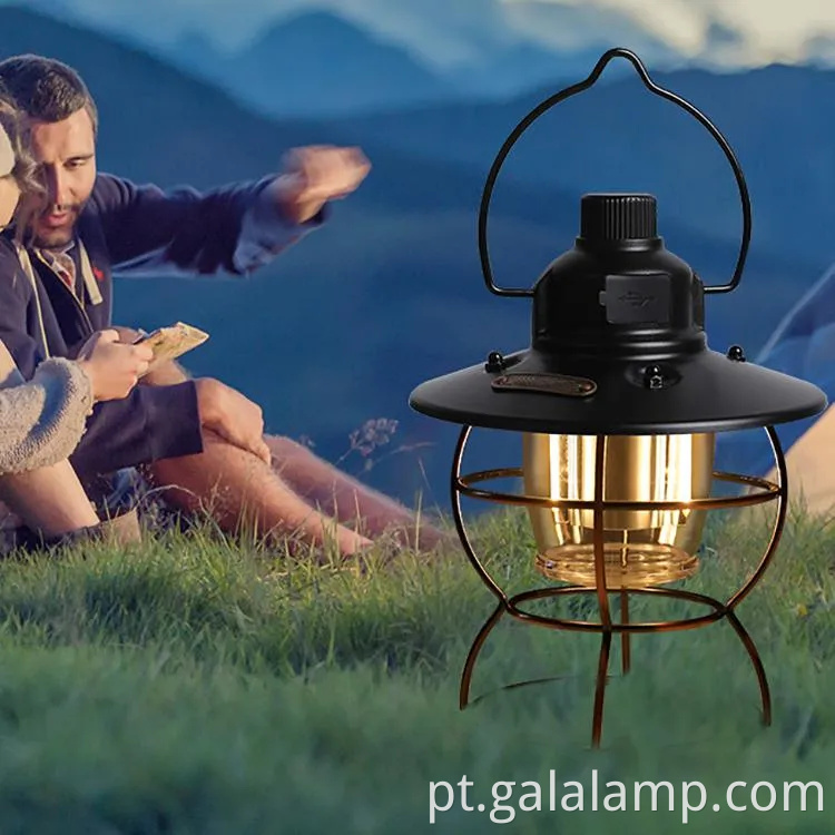 Lâmpada de acampamento de LED à prova d'água com carregamento USB para o ar livre